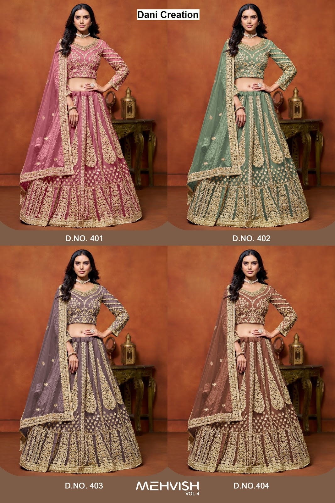 Mehvish Vol 4 Dani Creation Net Lehenga Choli Manufacturer Gujarat