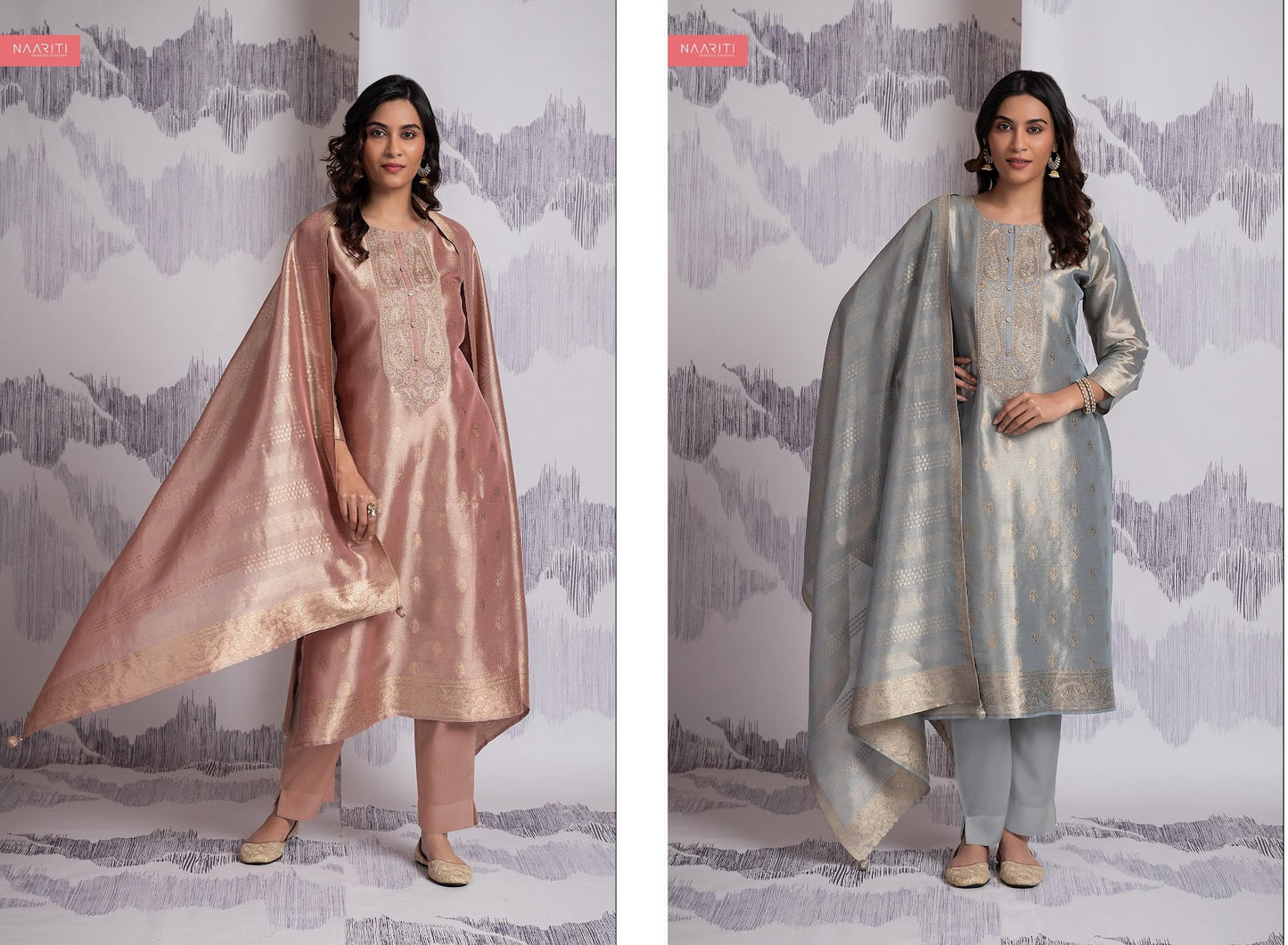 Meka Naariti Tissue Jacquard Pant Style Suits Exporter India