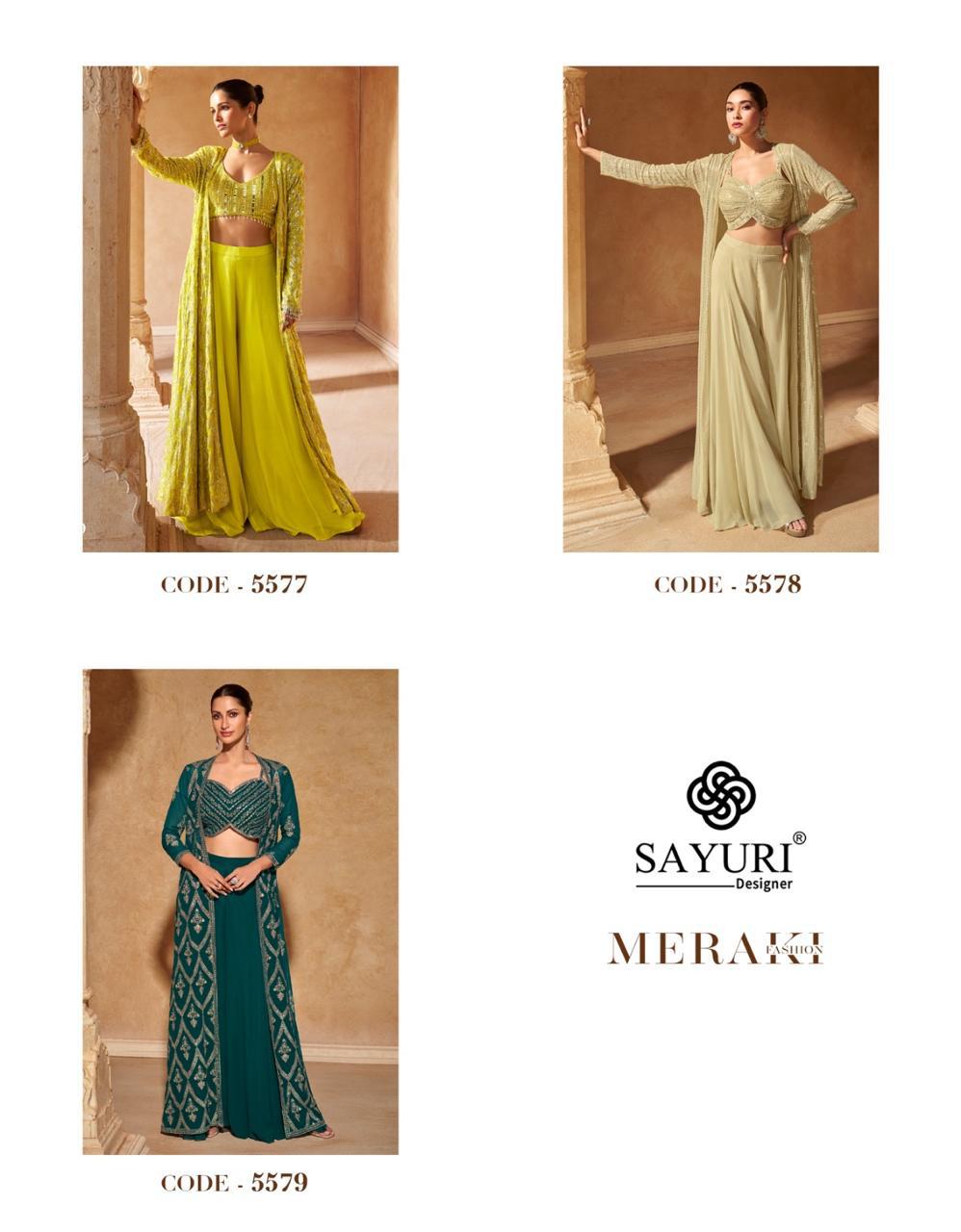 Meraki Sayuri Georgette Crop Top Shurg Palazzo Set Supplier Gujarat