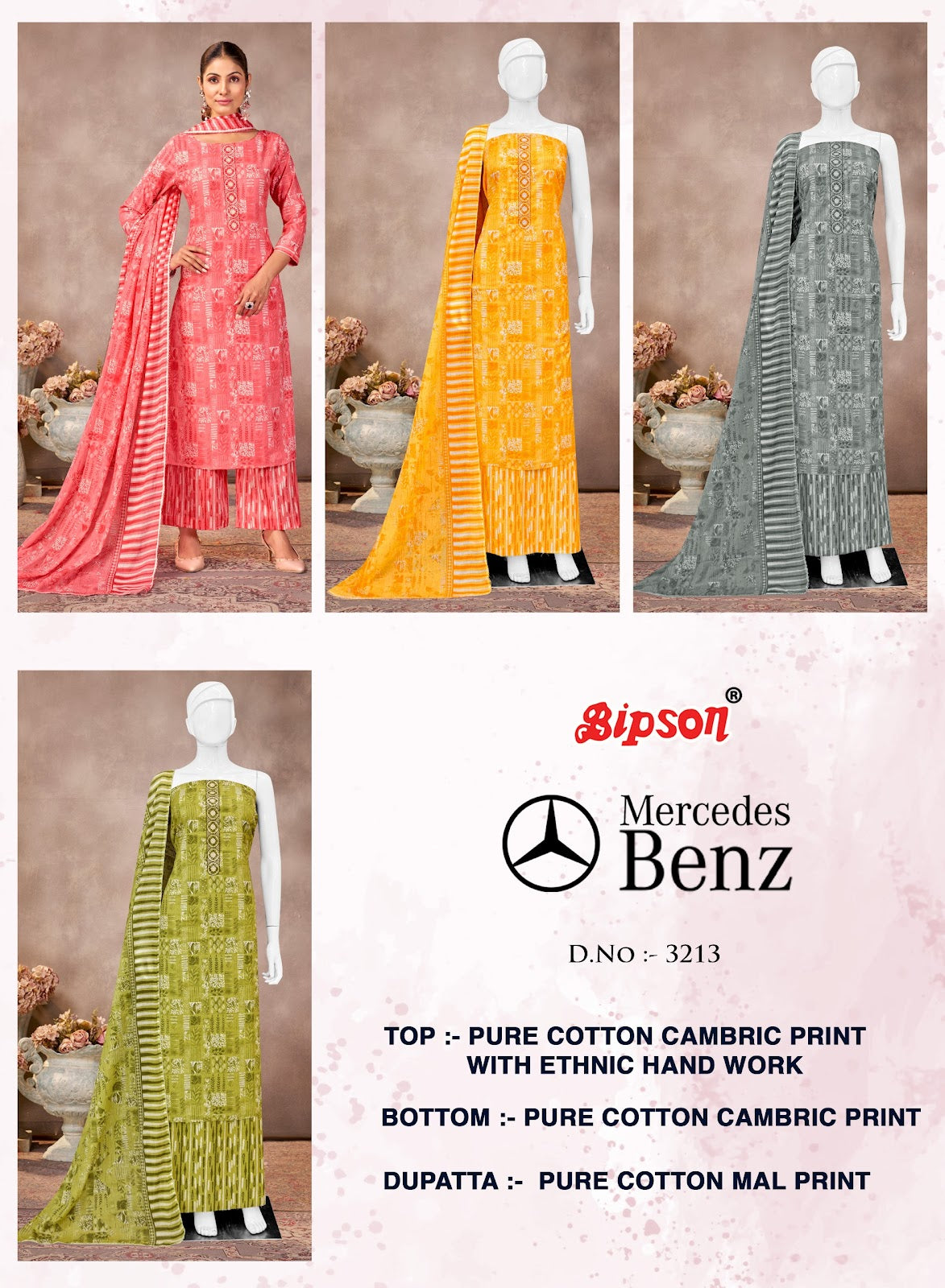 Mercedes 3213 Bipson Prints Pure Cotton Plazzo Style Suits Wholesale Price