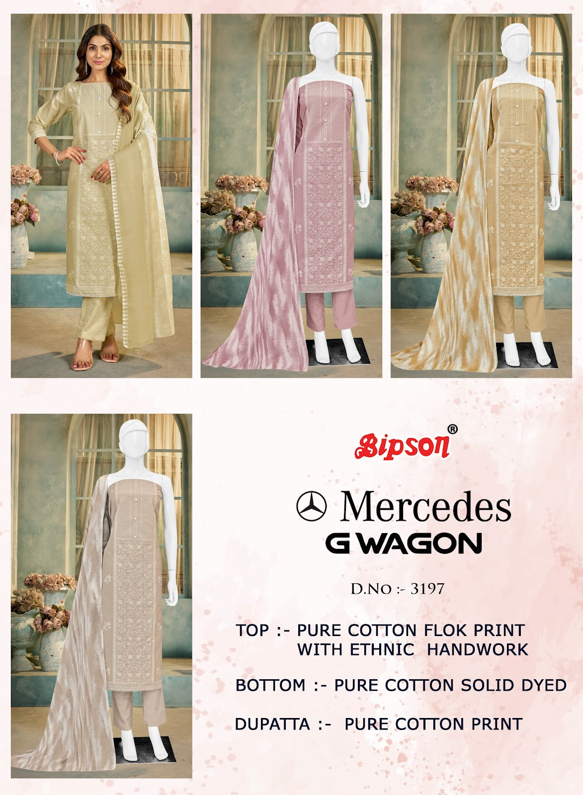 Mercedes G Wagon 3197 Bipson Prints Pure Cotton Pant Style Suits Exporter Gujarat