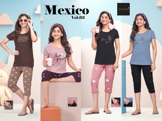 Mexico Vol 33 Skager Hosiery Cotton Capri Night Suits Supplier Gujarat