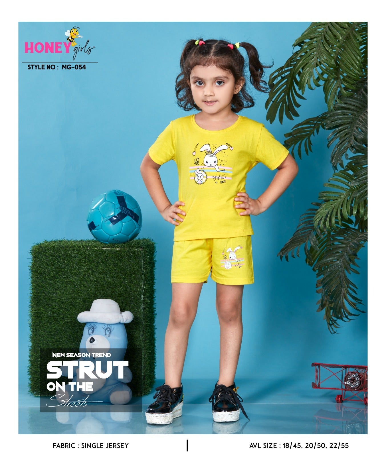 Mg-054 Honey Girls Cotton Biowashed Girls Shorts Set Manufacturer