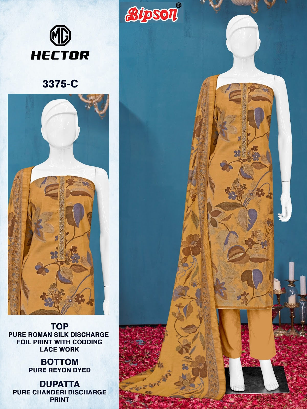 Mg Hector 3375 Bipson Prints Roman Silk Pant Style Suits Supplier
