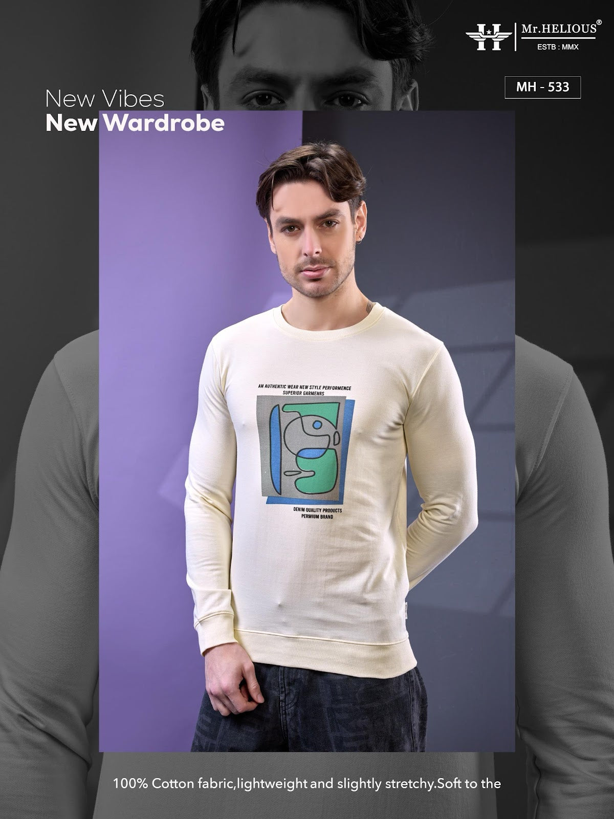 Mh 533 Mr. Helious Cotton Looper Mens Tshirts Wholesaler India