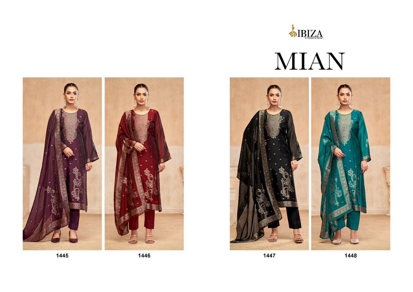 Mian Ibiza Silk Jacquard Pant Style Suits Wholesaler India