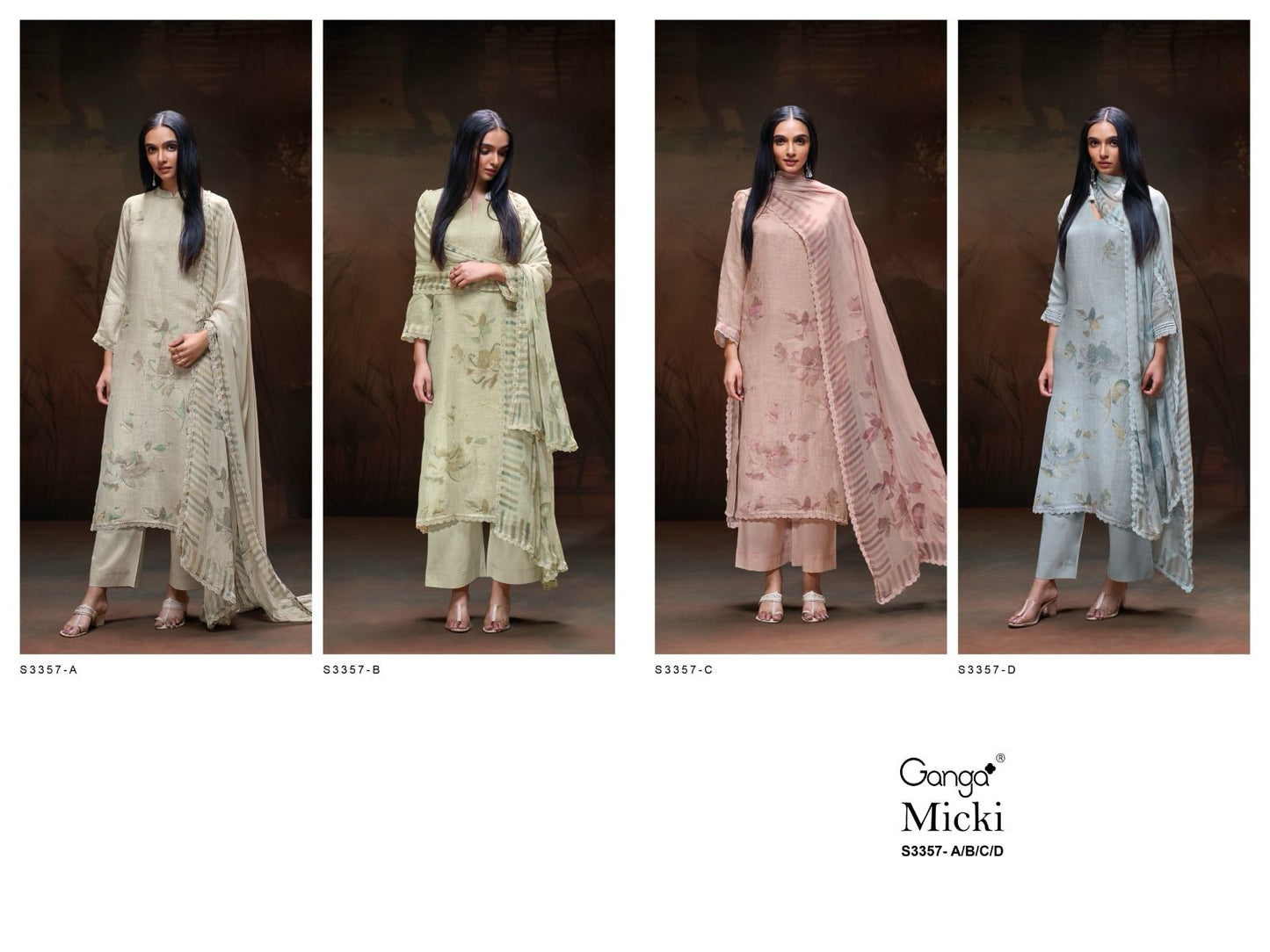 Micki 3357 Ganga Pure Linen Pant Style Suits Exporter