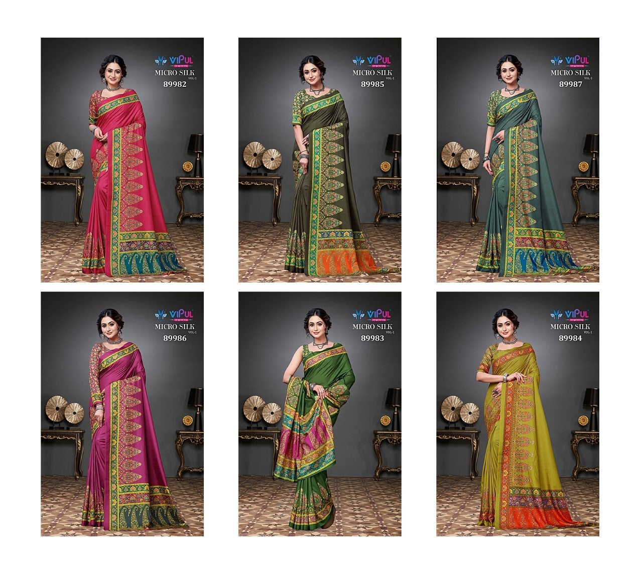 Micro Silk Vol 1 Vipul Soft Sarees Wholesaler Ahmedabad