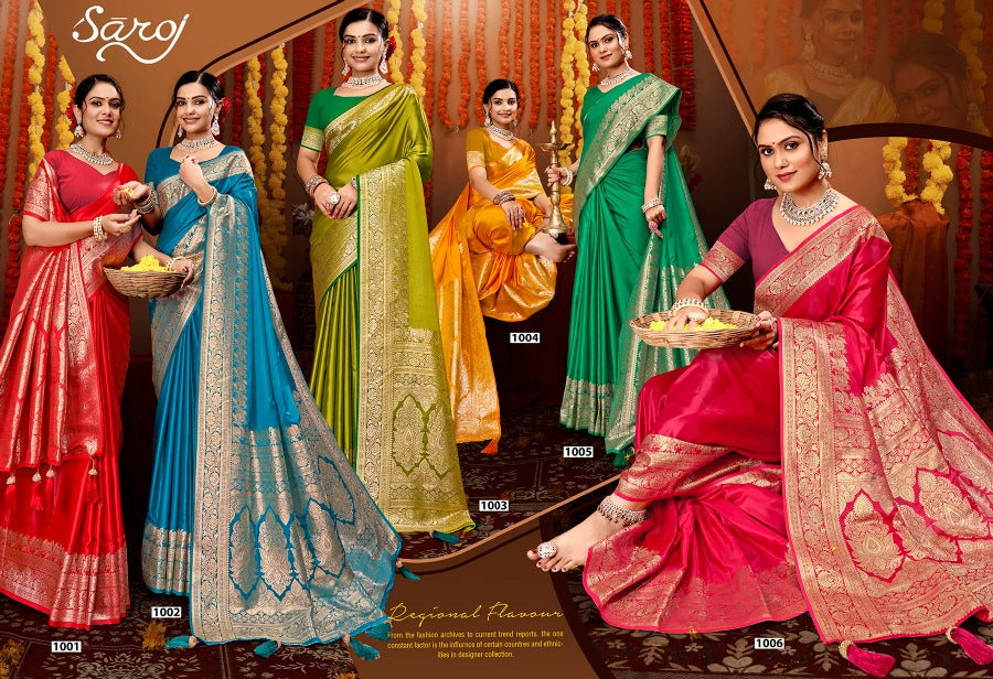 Milan Satin Silk Vol 5 Saroj Sarees Supplier Ahmedabad