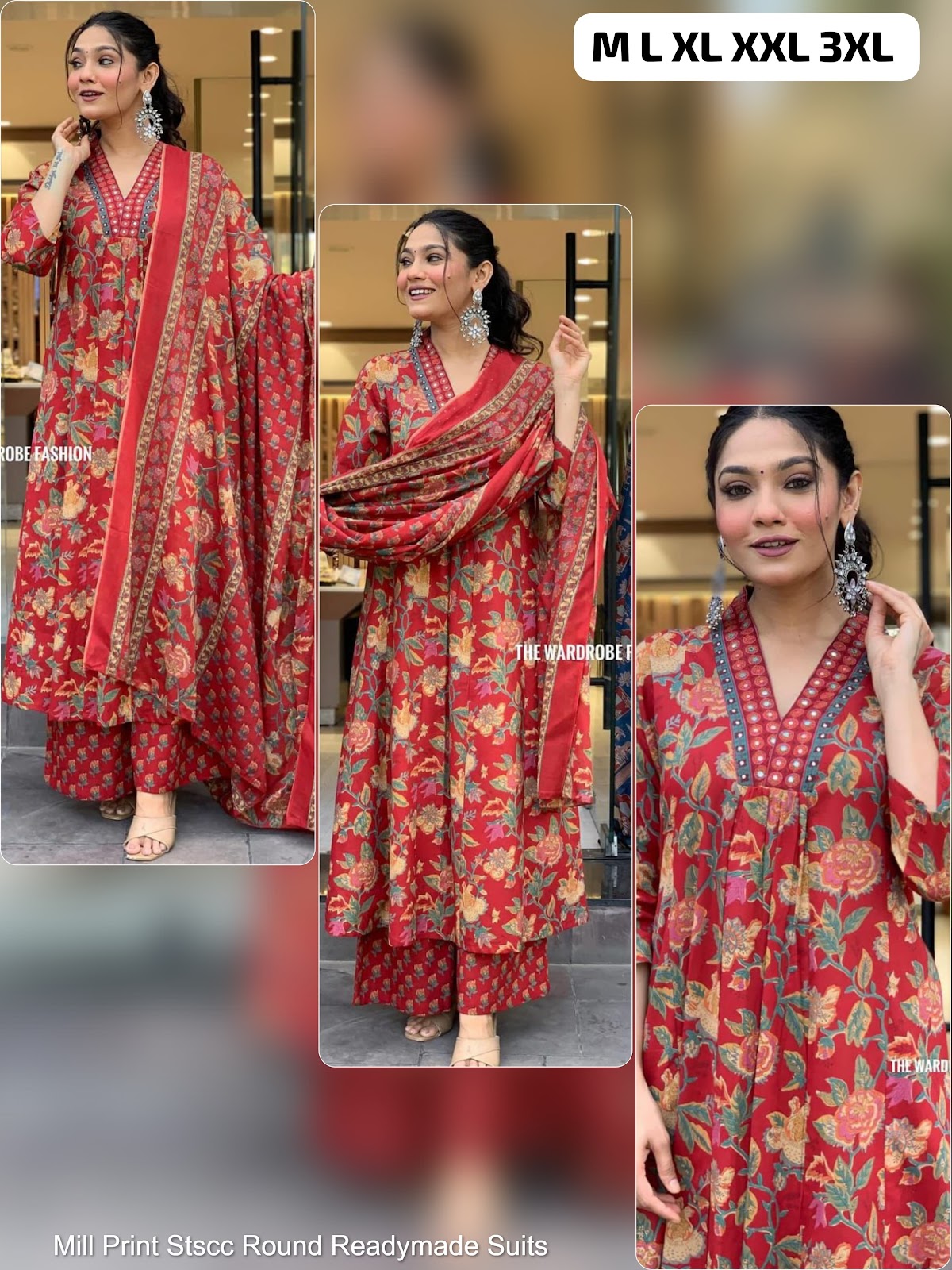 Mill Print Stscc Premium Cotton Readymade Plazzo Style Suits Wholesale Price