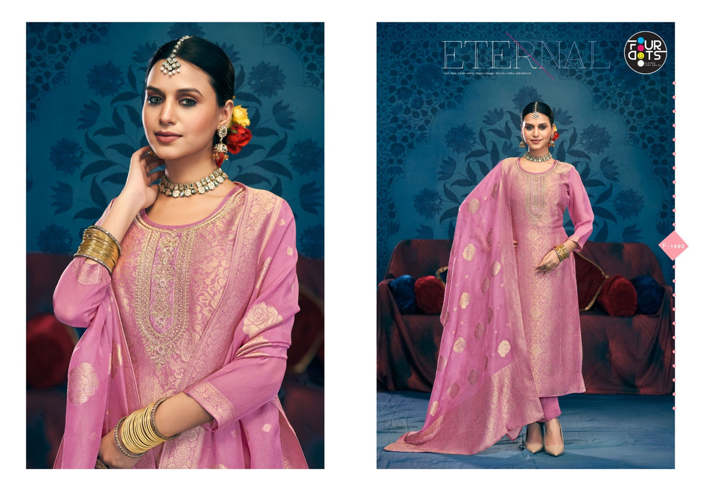 Milonee Four Dots Viscose Organza Pant Style Suits Exporter India