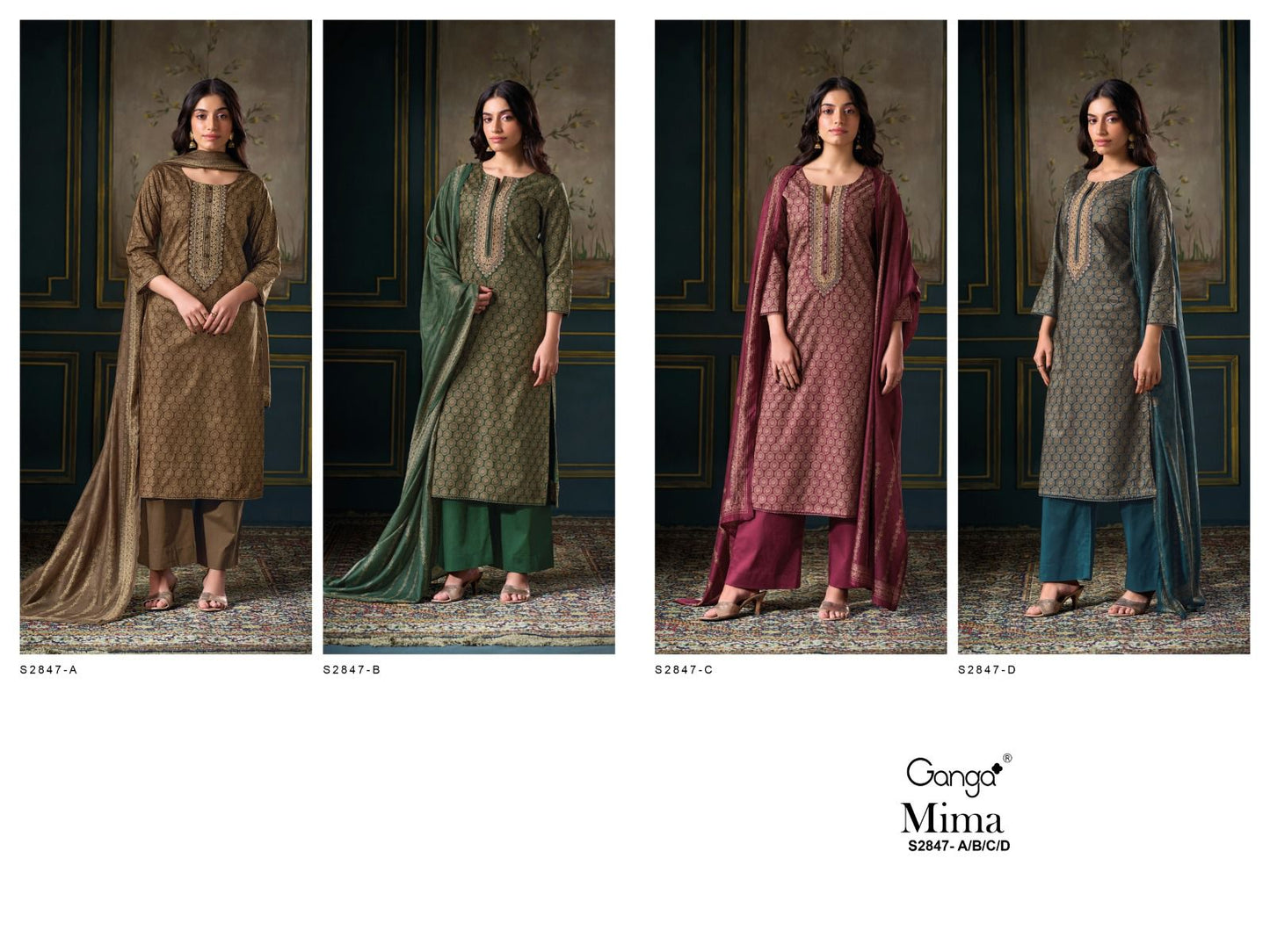Mima S2847 Ganga Cotton Plazzo Style Suits Wholesaler