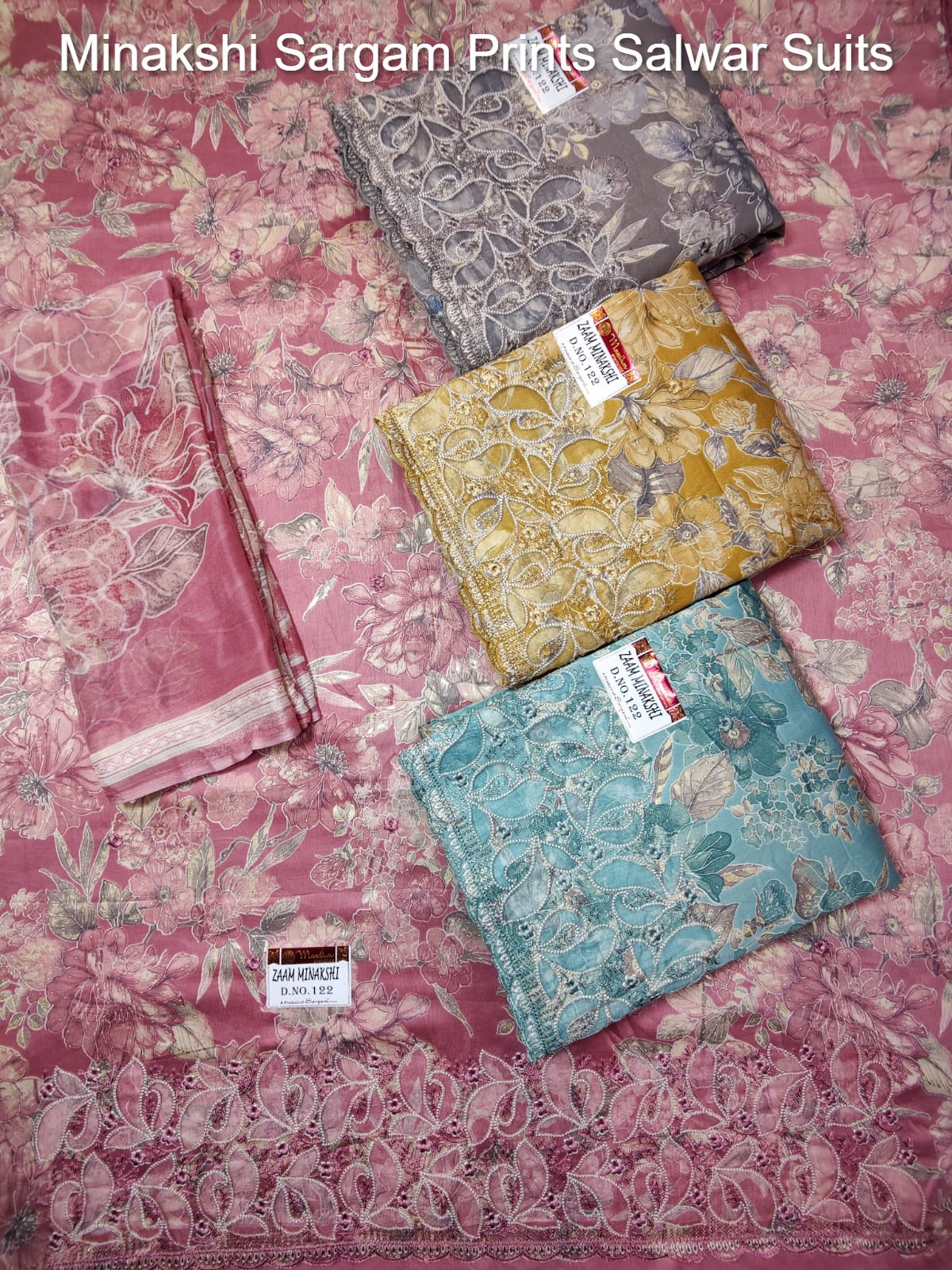 Minakshi Sargam Prints Pure Zam Salwar Suits Wholesale Rate