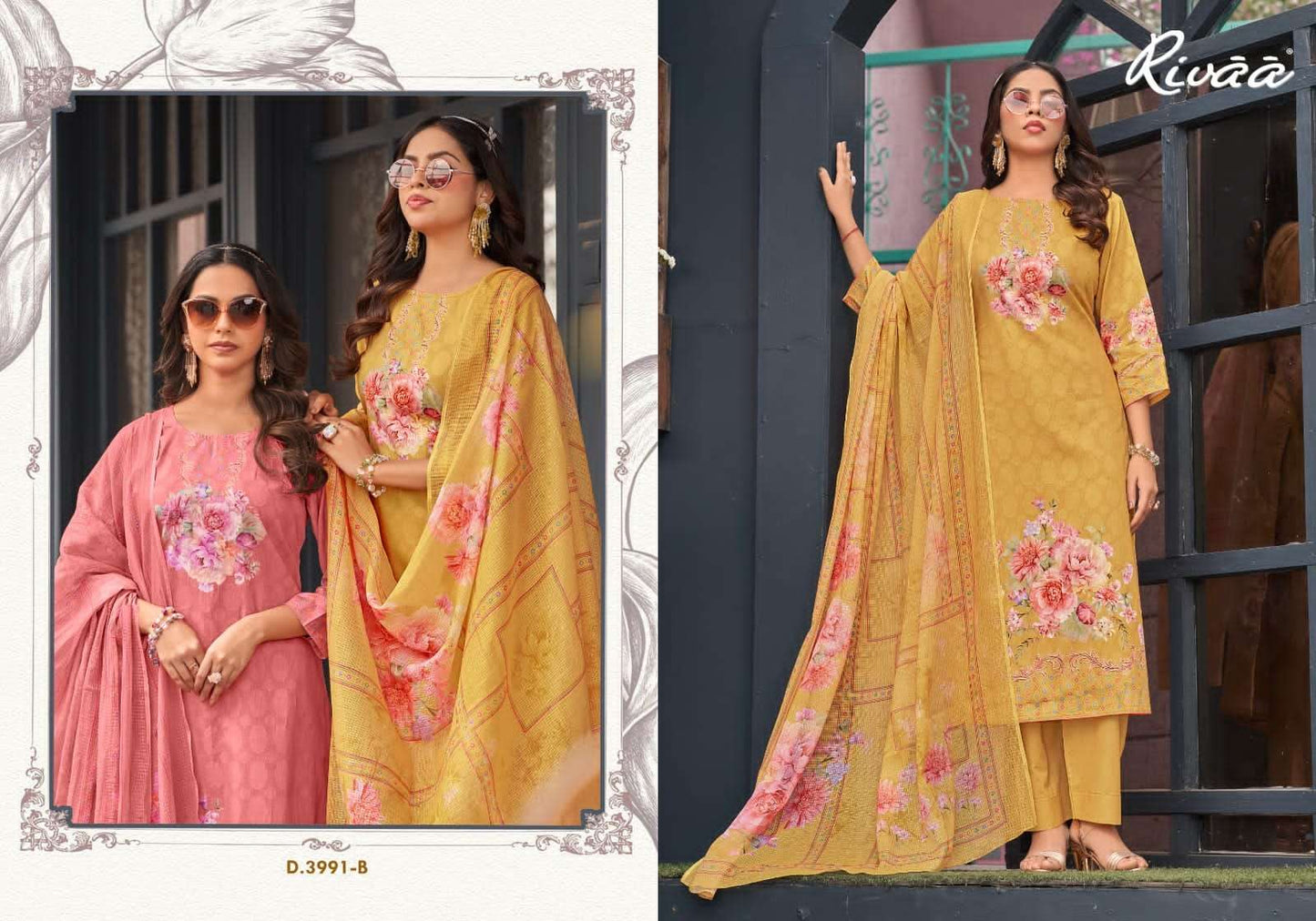 Mini Rivaa Cotton Jacquard Pant Style Suits Supplier Ahmedabad