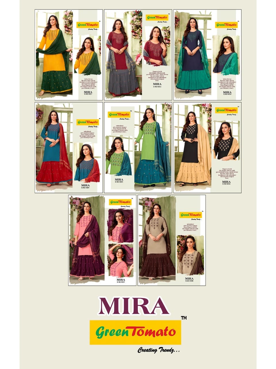 Mira Green Tomato Heavy Rayon Readymade Skirt Style Suits Exporter India