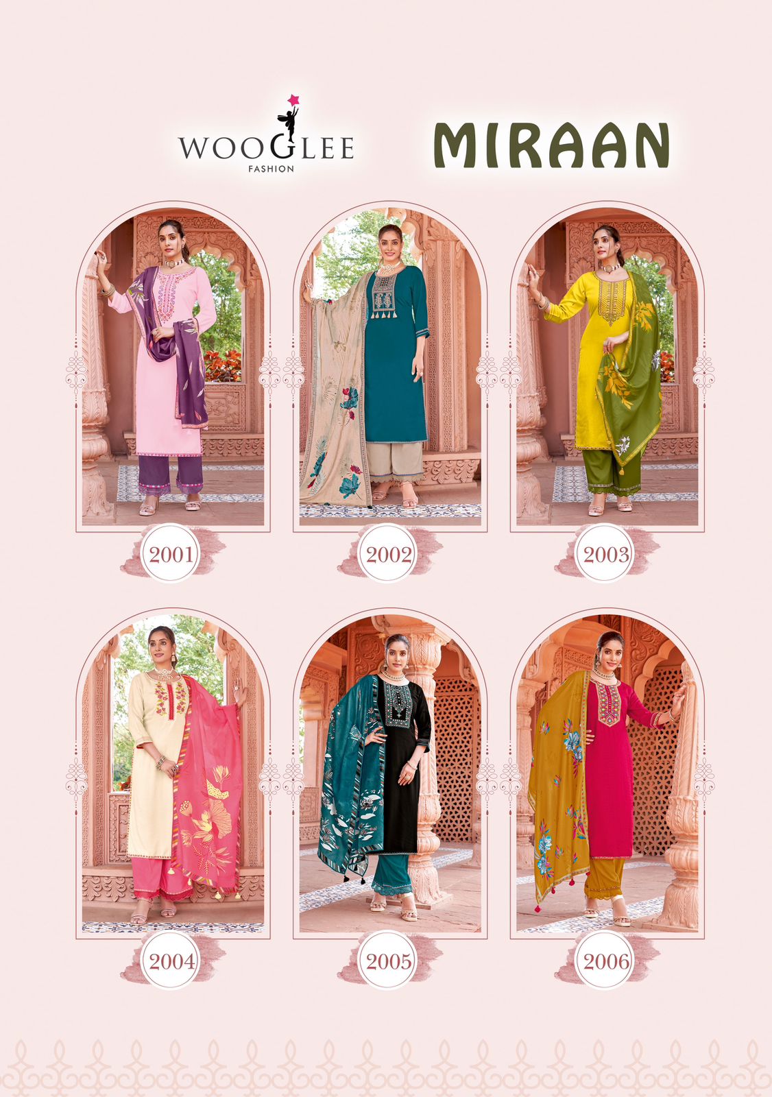 Miraan Wooglee Rayon Readymade Plazzo Style Suits Wholesale