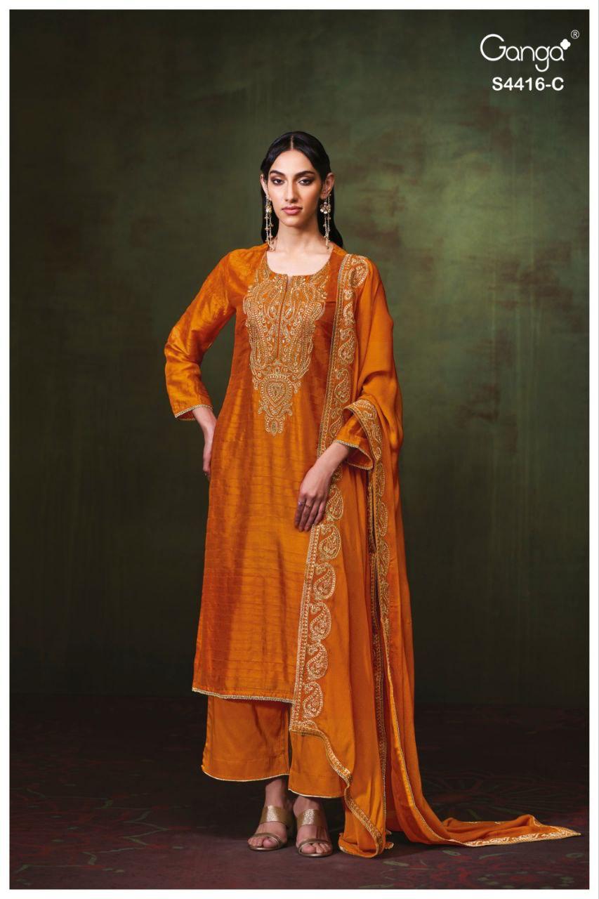 Mireza 4416 Ganga Bemberg Plazzo Style Suits Exporter India