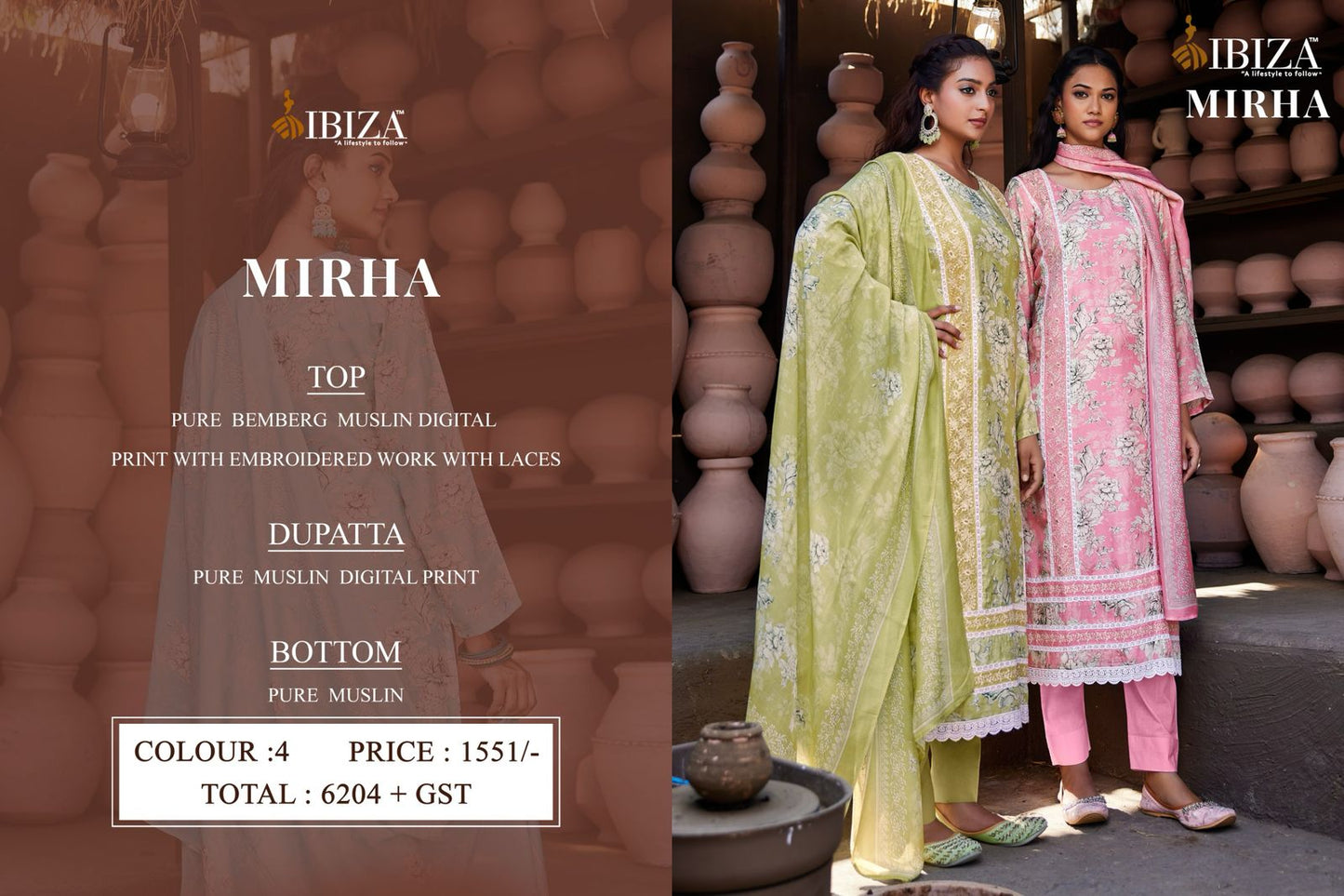 Mirha Ibiza Muslin Pant Style Suits Exporter Gujarat