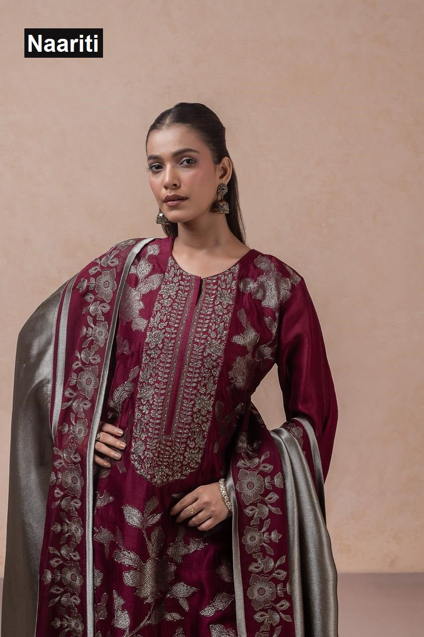 Misaki 2795 Naariti Raw Silk Pant Style Suits Wholesale Price