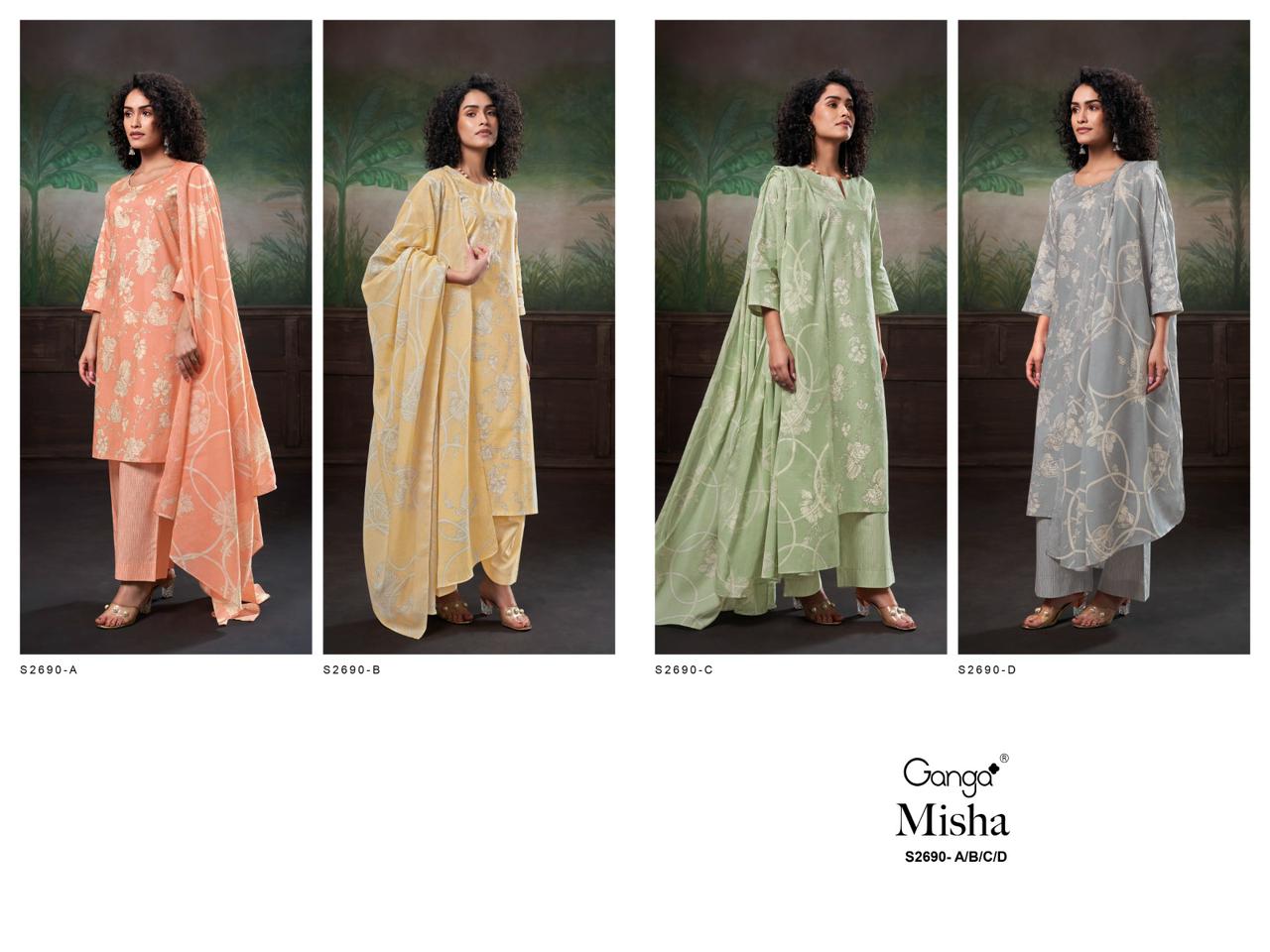 Misha 2690 Ganga Premium Cotton Plazzo Style Suits Wholesaler
