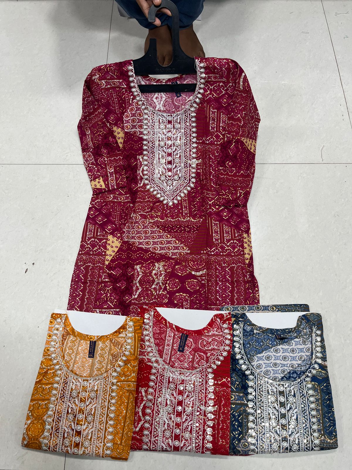 Mishika-Virty Ayg Rayon Foil Knee Length Kurtis Exporter Ahmedabad
