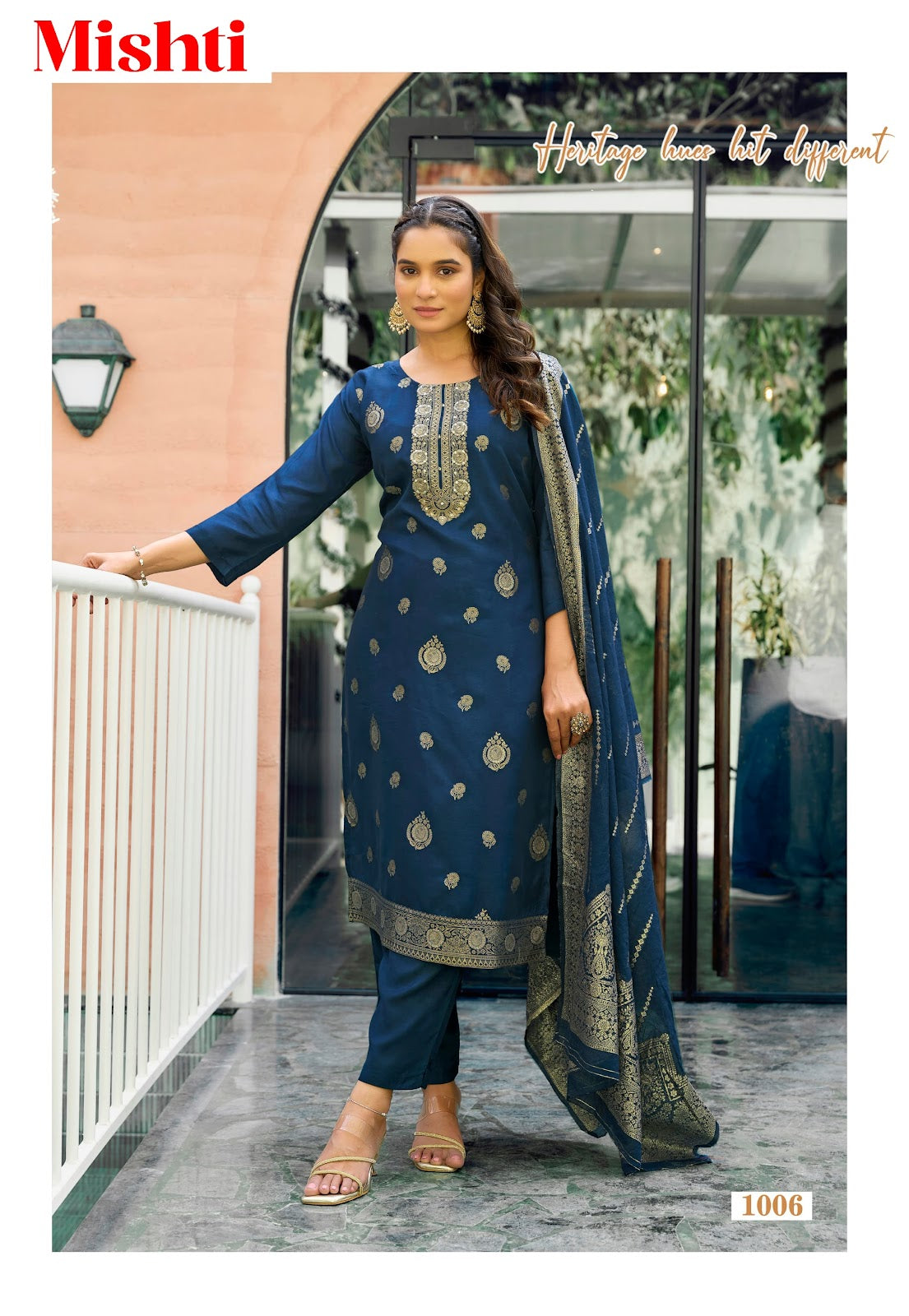 Mishti Ossm Silk Jacquard Readymade Pant Style Suits Wholesale Price