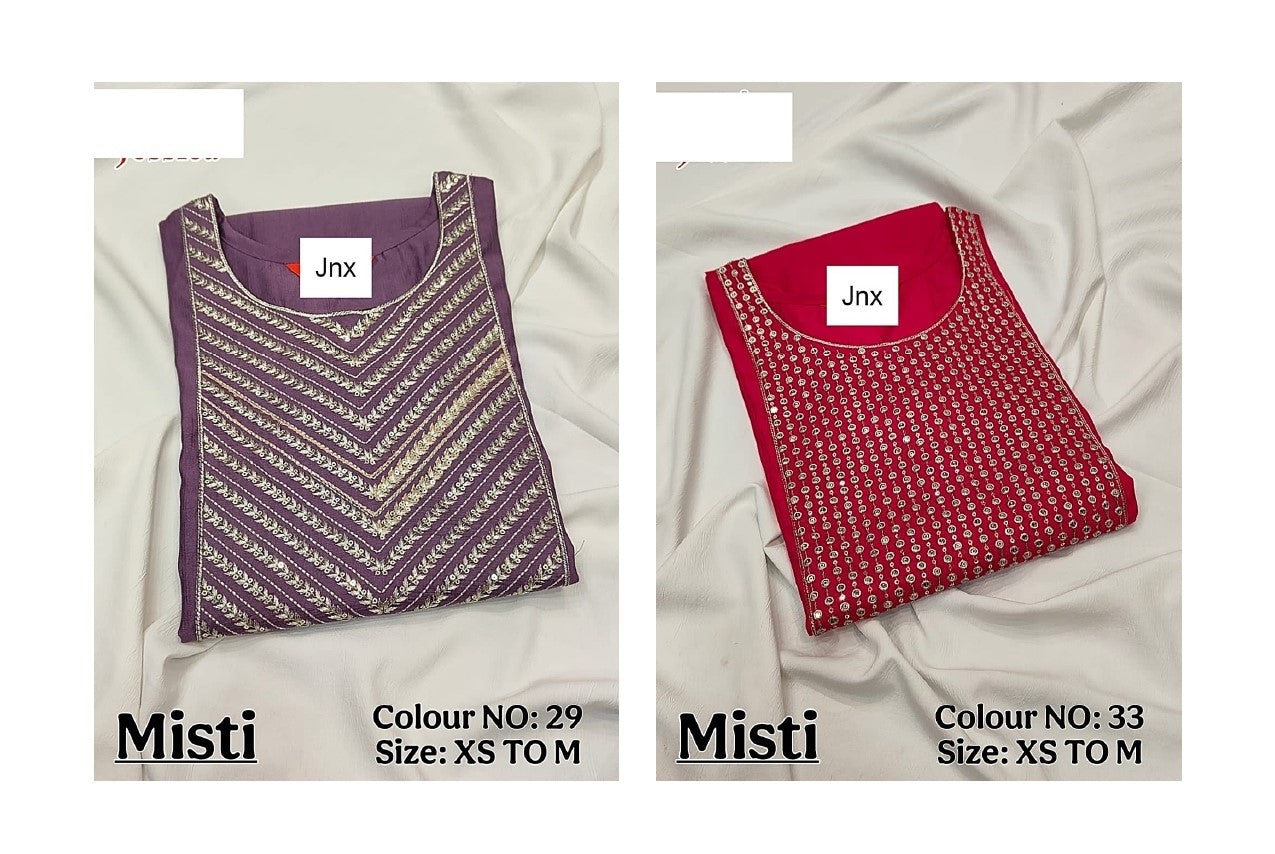 Misti Jnx Vatican Silk Long Straight Kurti Exporter Gujarat