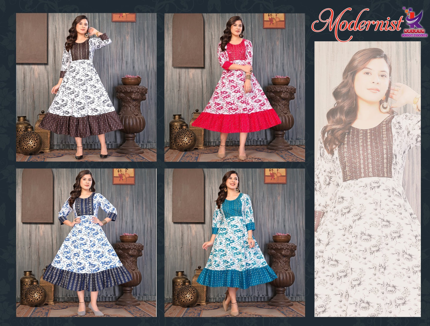 Modernist Mlm Kalash Lifestyle Rayon 14Kg Anarkali Kurtis