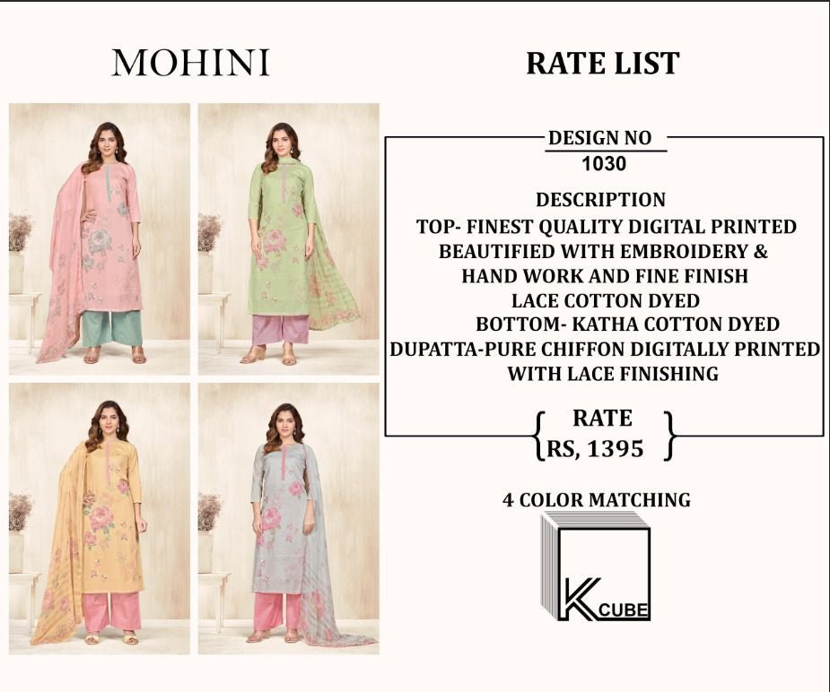 Mohini 1030 K Cube Pant Style Suits Wholesaler