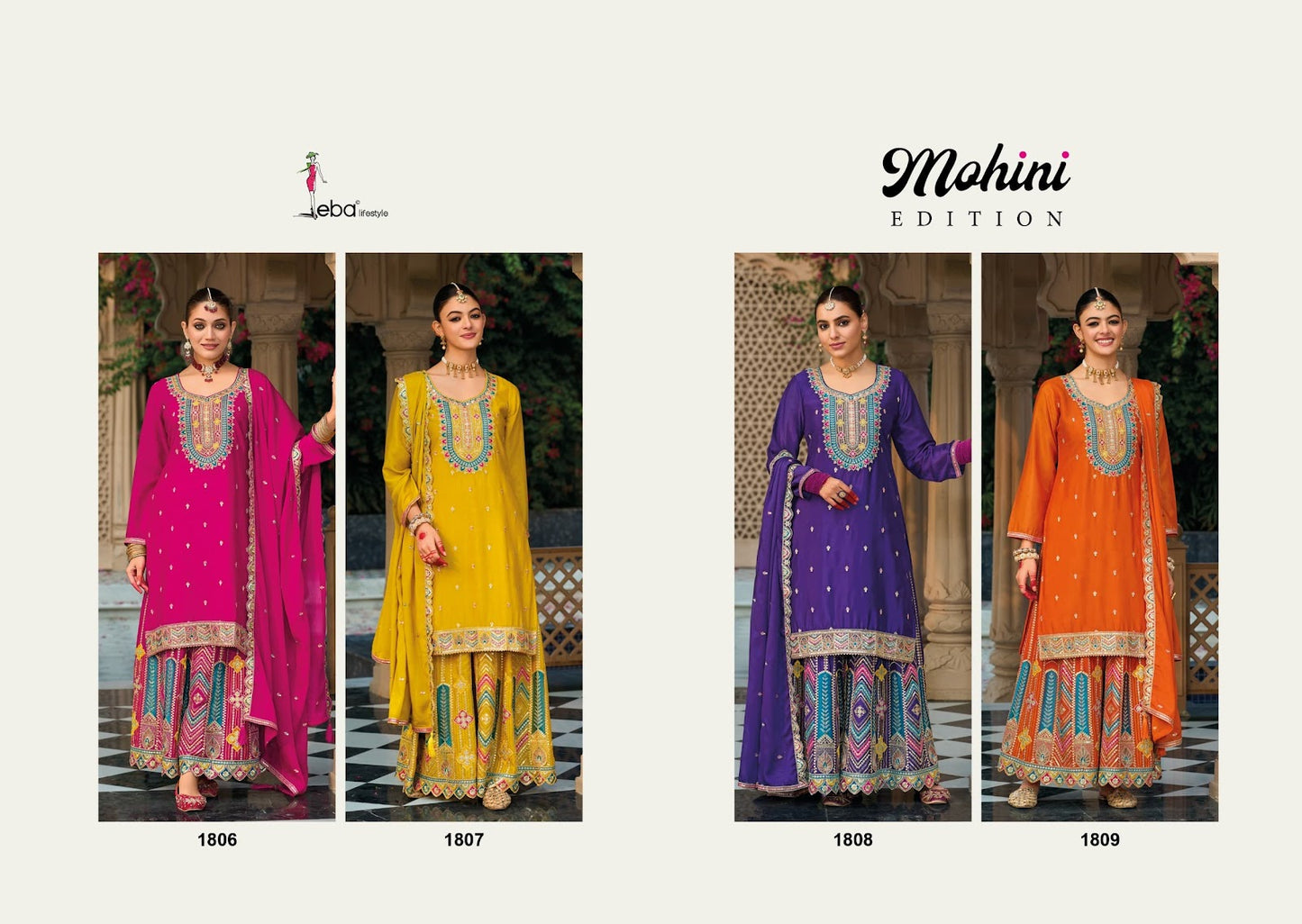 Mohini Edition Eba Lifestyle Chinon Readymade Plazzo Style Suits Manufacturer