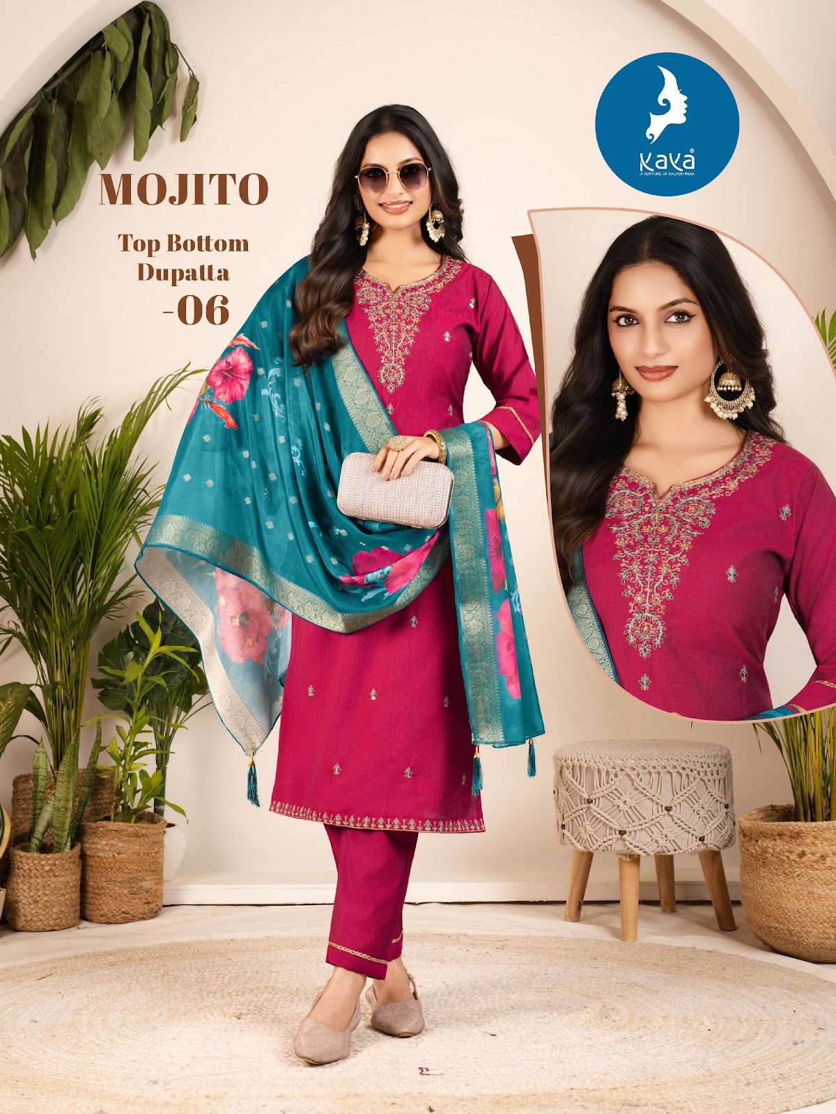Mojito Kaya Vertican Readymade Pant Style Suits Wholesaler Ahmedabad