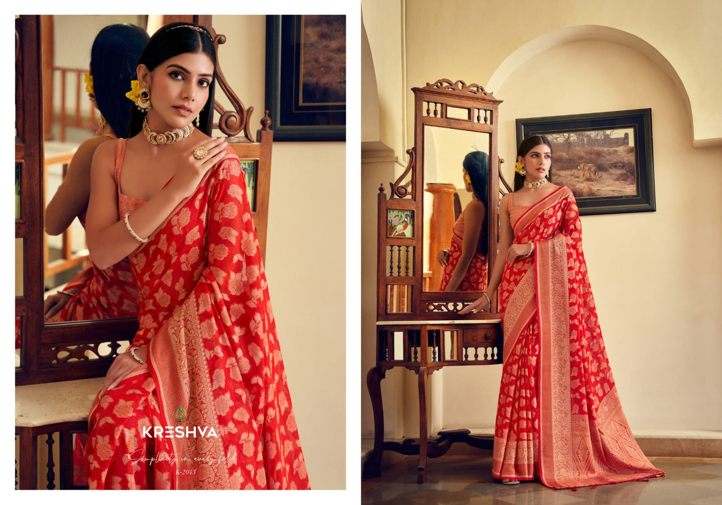 Moksha 2041-2046 Kreshva Georgette Sarees Manufacturer Ahmedabad