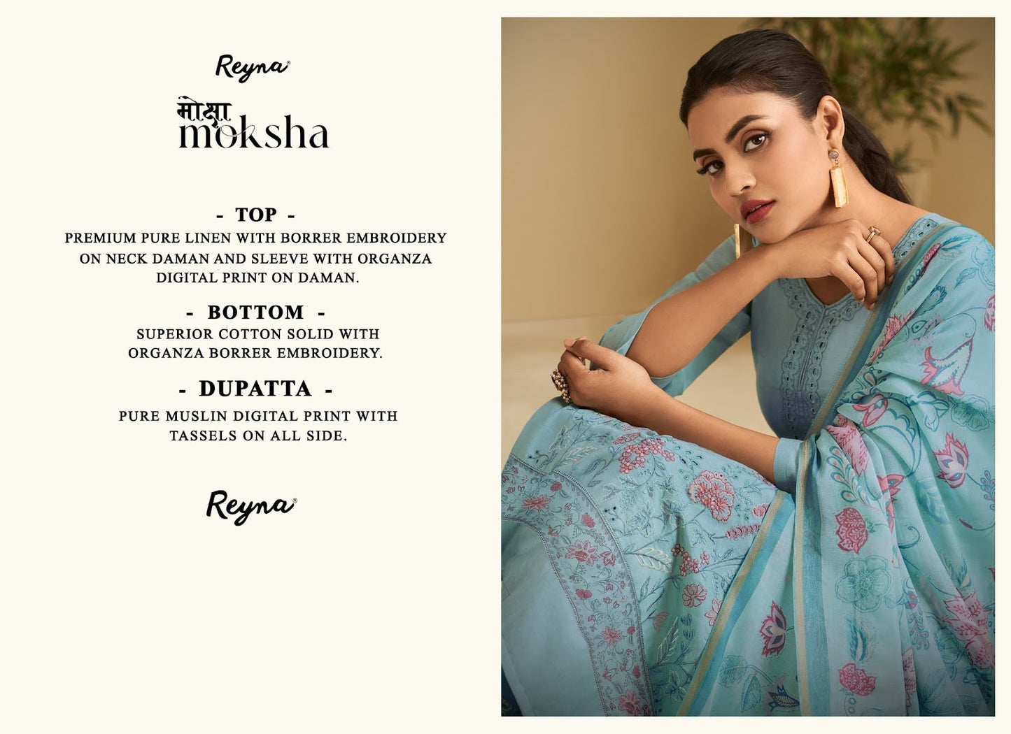 Moksha Reyna Pure Linen Pant Style Suits Supplier Gujarat