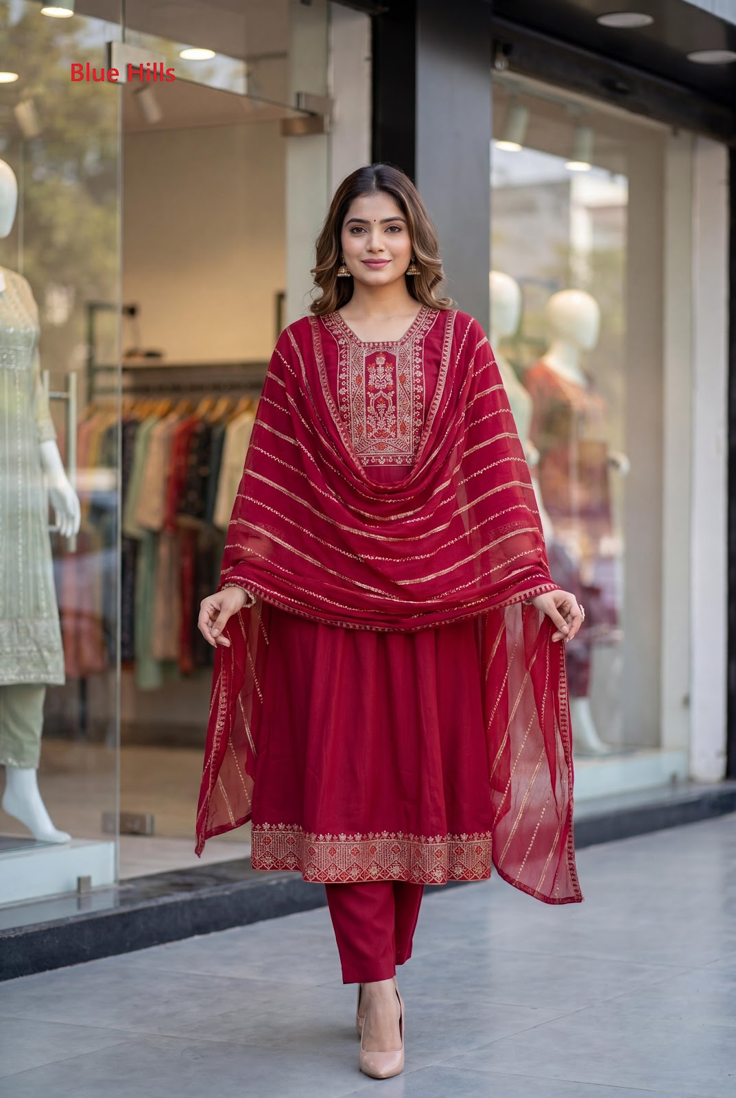 Monalisa Vol 1 Blue Hills Berlin Readymade Anarkali Suits Exporter India