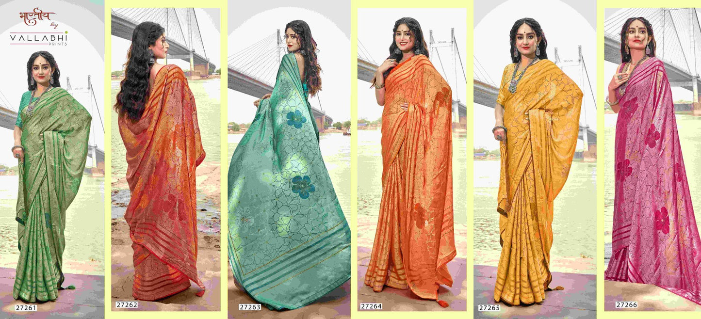 Monisha Vol 2 Vallabhi Prints Brasso Sarees Supplier Gujarat