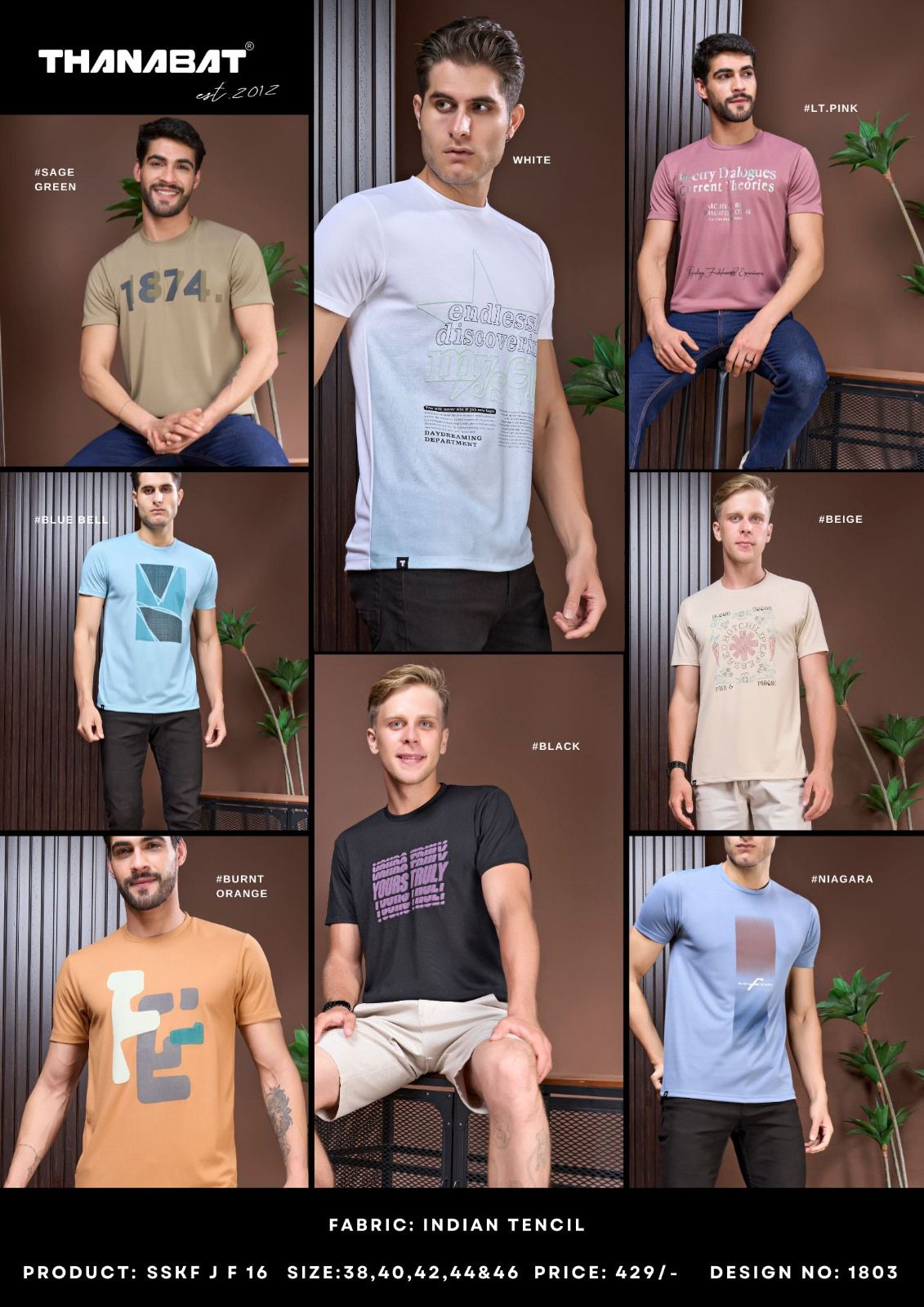 Moon Struck Sskf J F 16 Thanabat Tencil Mens Tshirts Wholesaler Gujarat