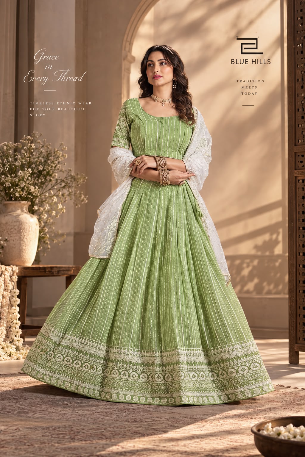 Moon Walk Blue Hills Georgette Readymade Lehenga Choli Supplier Gujarat