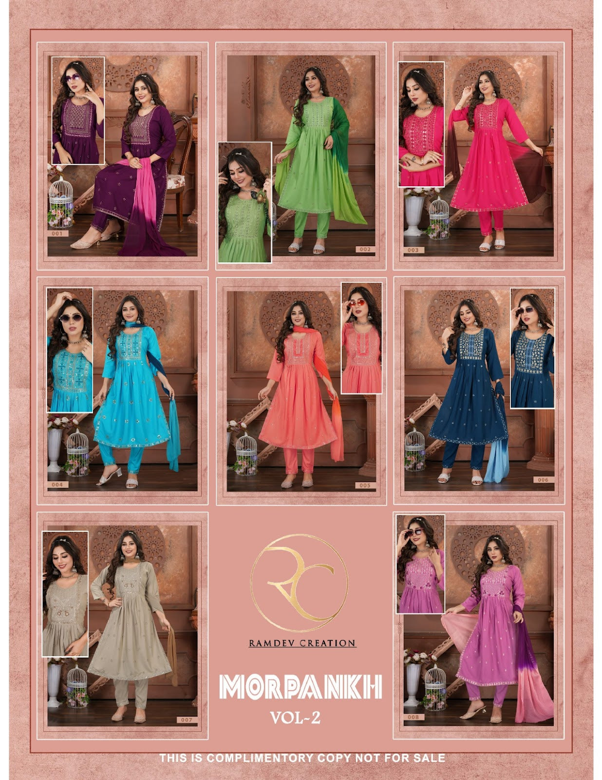 Morpankh Vol 2-1804 Ramdev Creation Rayon 14Kg Readymade Pant Style Suits