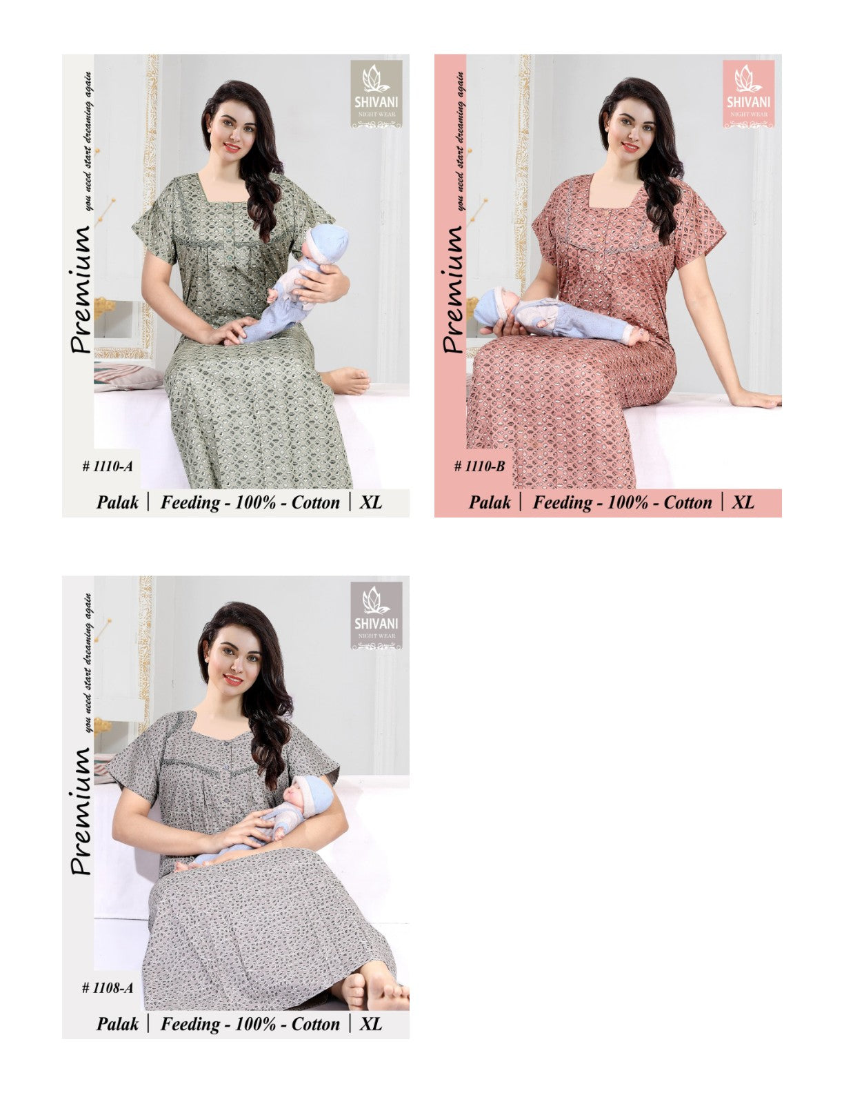 Mother Palak Shivani Cotton Feeding Night Gown Wholesaler Gujarat