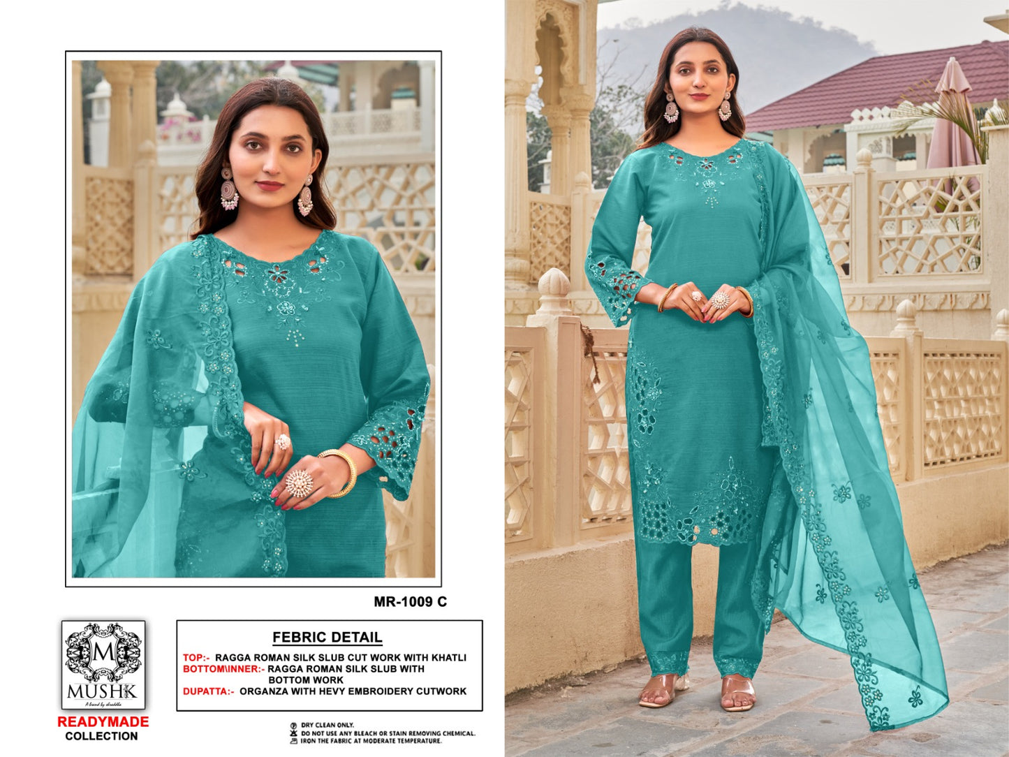 Mr 1009 Mushk Roman Silk Pakistani Readymade Suits Supplier