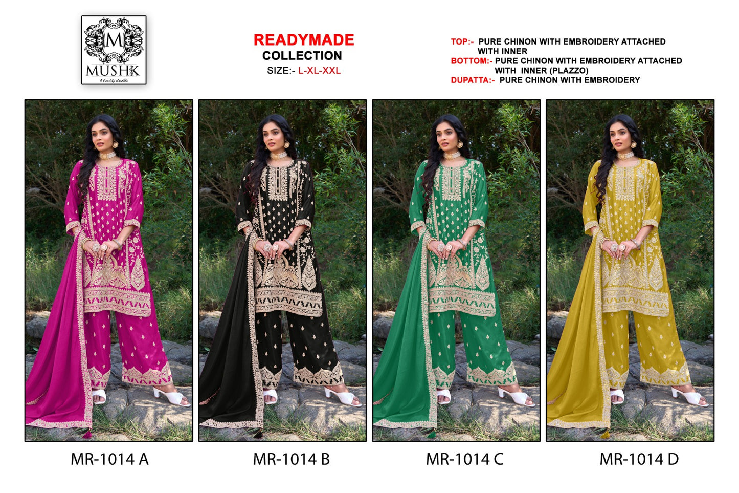 Mr 1014 Mushk Chinon Pakistani Readymade Suits Manufacturer Ahmedabad