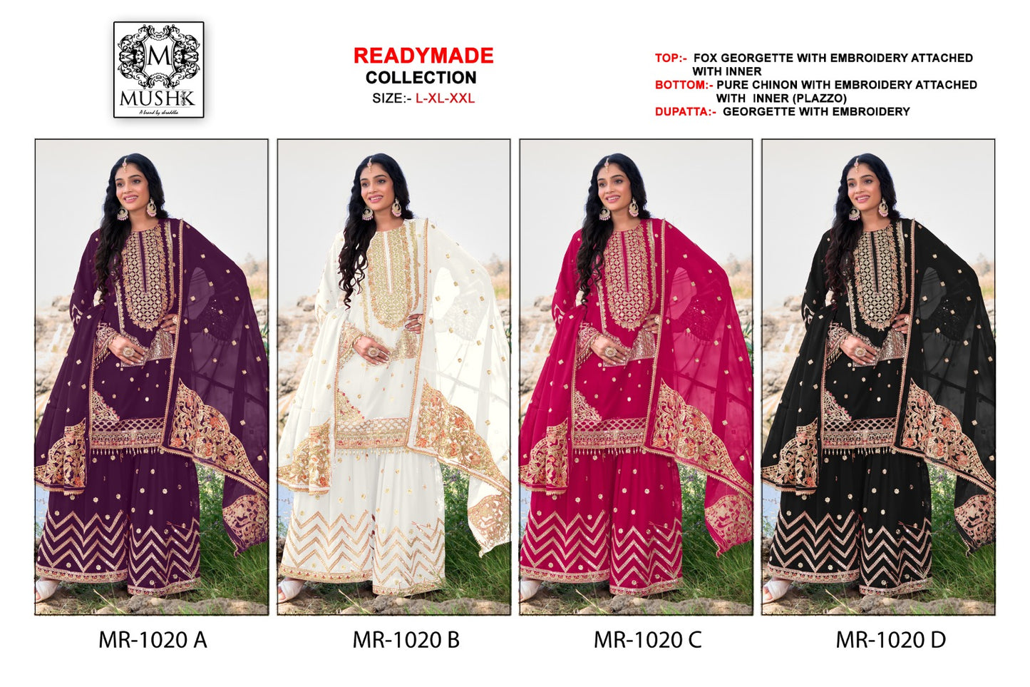 Mr 1020 Mushk Georgette Pakistani Readymade Suits Wholesaler Ahmedabad