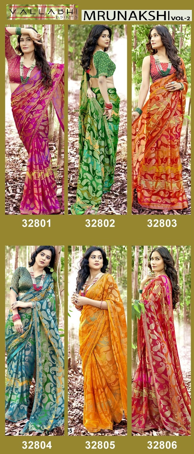 Mrunakshi Vol 2 Vallabhi Prints Brasso Sarees Wholesale