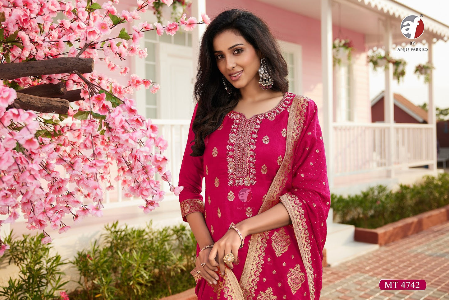 Mt 4741-4742 Af Dola Silk Readymade Pant Style Suits Wholesale Rate