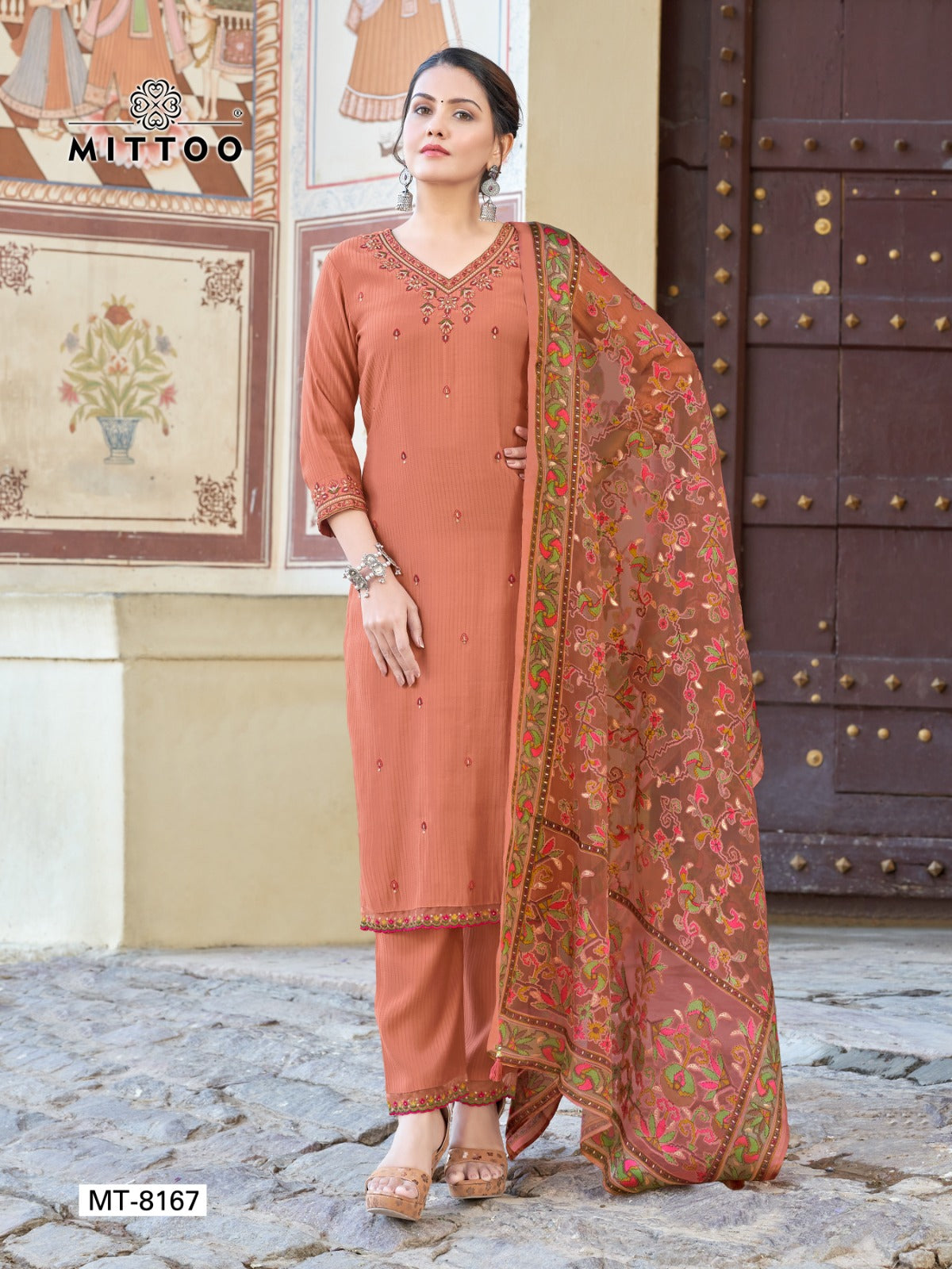Mt 8166-8167 Mittoo Viscose Weaving Readymade Pant Style Suits Supplier India