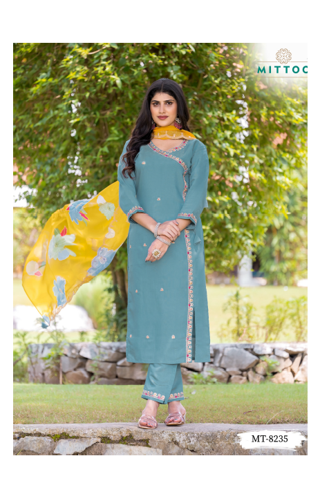 Mt 8235 Mittoo Viscose Simmer Readymade Pant Style Suits Wholesale Price