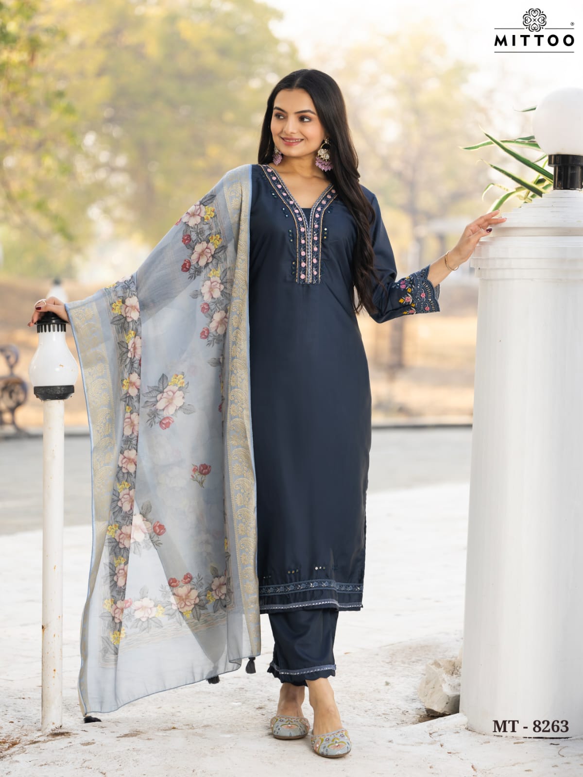 Mt 8262-8263 Mittoo Viscose Silk Readymade Pant Style Suits Exporter