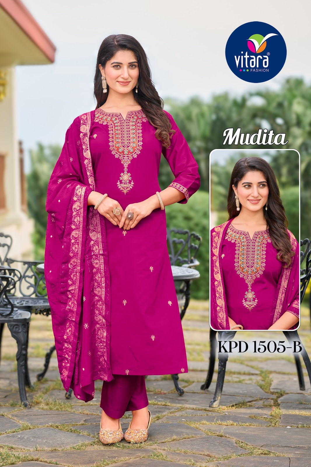 Mudita Vitara Jam Silk Readymade Pant Style Suits Manufacturer