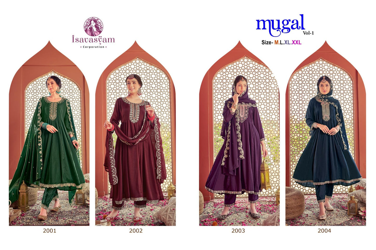 Mugal Vol 1 Isavasyam Simmer Readymade Anarkali Suits Exporter Gujarat