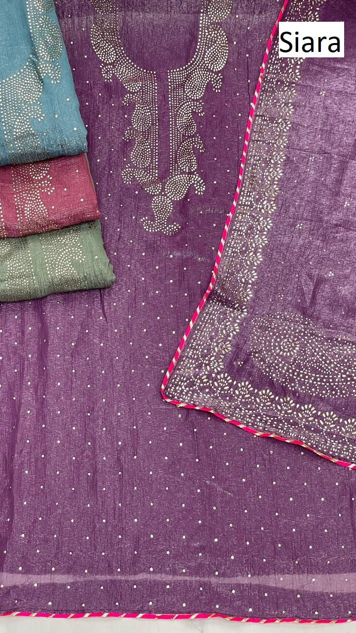 Mukaish Work 20 Siara Chiffon Salwar Suits Supplier Gujarat